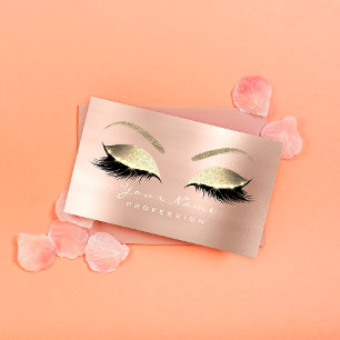 Cartão De Visita Ouro cor-de-rosa do brilho dos chicotes dos olhos