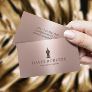 Cartão De Visita Ouro cor-de-rosa do logotipo do Nib da caneta do