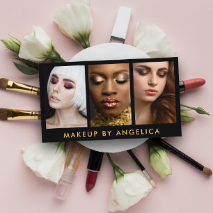 Cartão De Visita Ouro da foto do maquilhador 3