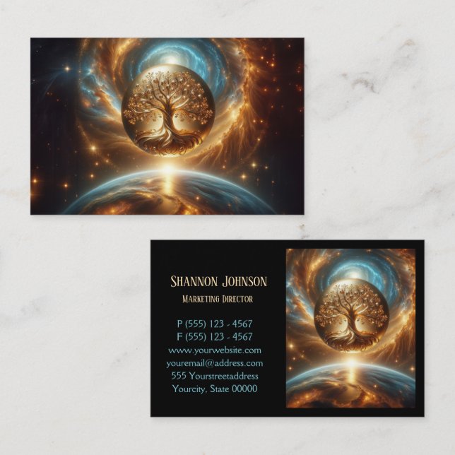 Cartão De Visita Ouro da Galáxia da Árvore da Vida (Frente/Verso)