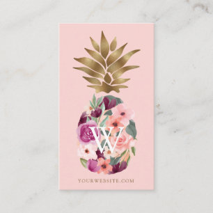 Cartão De Visita Ouro de Aquarela Floral Chic