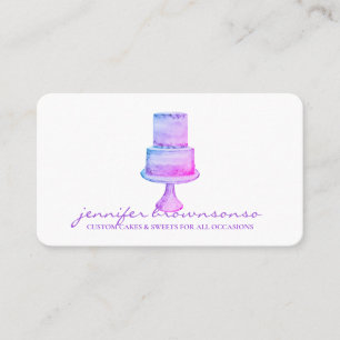 Cartão De Visita Ouro de bolos, pastelaria simples, roxo rosa