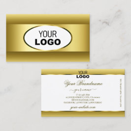 Cartão De Visita Ouro de logotipo Oval, branco e Dourado, de luxo,
