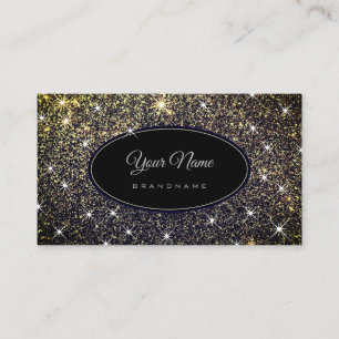 Cartão De Visita Ouro De Luxo Glitter Glam Estrelas Luminosas Elega