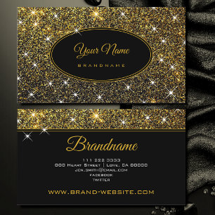 Cartão De Visita Ouro De Luxo Glitter Glam Estrelas Luminosas Elega