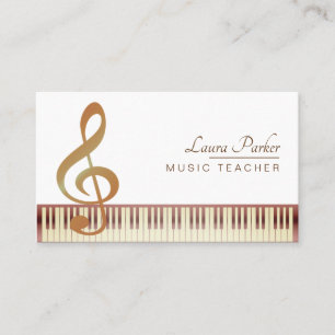 Cartão De Visita Ouro do vintage do teclado de piano do professor