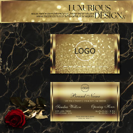 Cartão De Visita Ouro Elegante Brilhante e logotipo