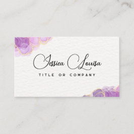 Cartão De Visita Ouro Elegante e mármore Mauve & Purple