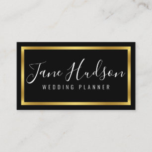 Cartão De Visita Ouro Elegante e Preto Simples Minimalista Editável
