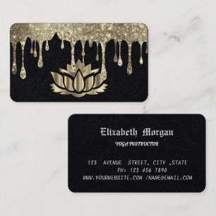 Cartão De Visita Ouro Elegante Lotus Flower Yoga
