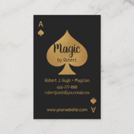 Cartão De Visita Ouro Falso e Preto Ás de Espadas Carta de Poker Má