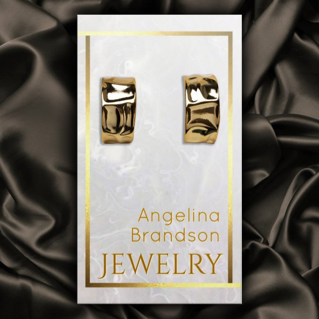 Cartão De Visita Ouro Frame Marble Stone Earring Display (Perfect for business)