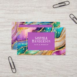 Cartão De Visita Ouro Glitter Glitter Glamor Agitado Arco-Íris