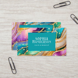 Cartão De Visita Ouro Glitter Glitter Glamor Agitado Arco-Íris