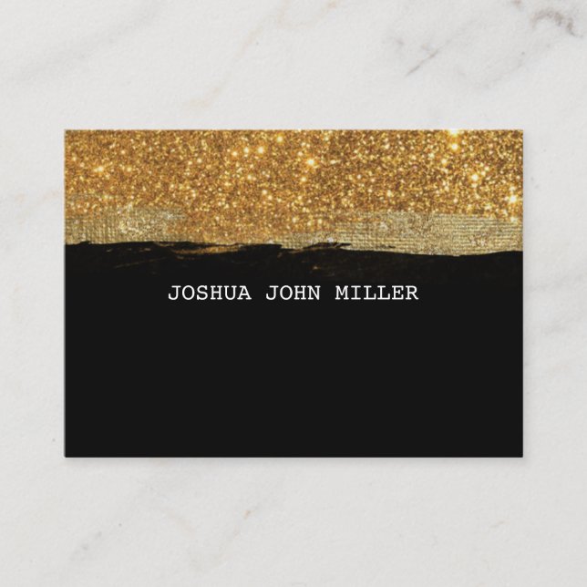 Cartão De Visita Ouro Glitter Preto Grungy Confetti Vip (Frente)