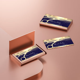 Cartão De Visita Ouro Hair Stylist Hairdresser Coiffeur Tesoura