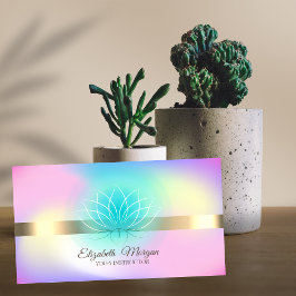 Cartão De Visita Ouro Holográfico Elegante, Instrutor de Yoga Lótus