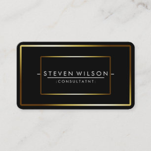Cartão De Visita Ouro liso moderno profissional preto elegante