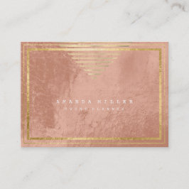 Cartão De Visita Ouro Listras Mínimas Geometria Moldadas Pele Rosa