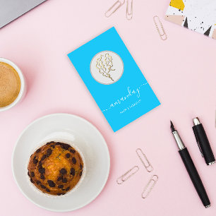 Cartão De Visita Ouro Logotipo Hairdresser Makeup Artista Azul