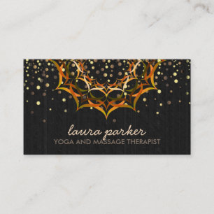 Cartão De Visita Ouro Lotus Flower Mandala Yoga Health Massage