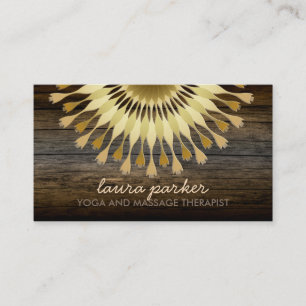 Cartão De Visita Ouro Lotus Flower Wood Yoga Health Massage