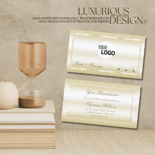 Cartão De Visita Ouro Luxo com Ouros e Logotipo Luxuoso