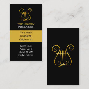 Cartão De Visita Ouro Lyre Vertical
