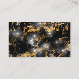 Cartão De Visita Ouro Marble Dark Starry Night Space Galaxy