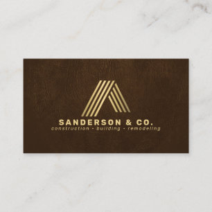 Cartão De Visita Ouro marrom logotipo personalizado QR construção c