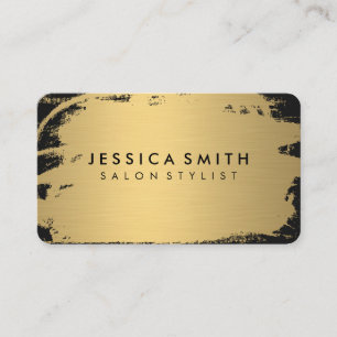 Cartão De Visita Ouro metálico e preto do falso elegante