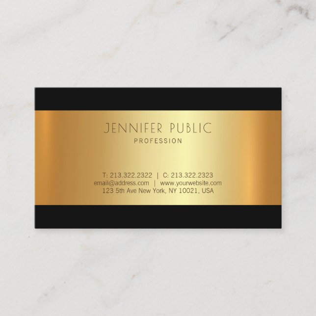 Cartão De Visita Ouro Moderno Trendy Glamor Modestável (Frente)