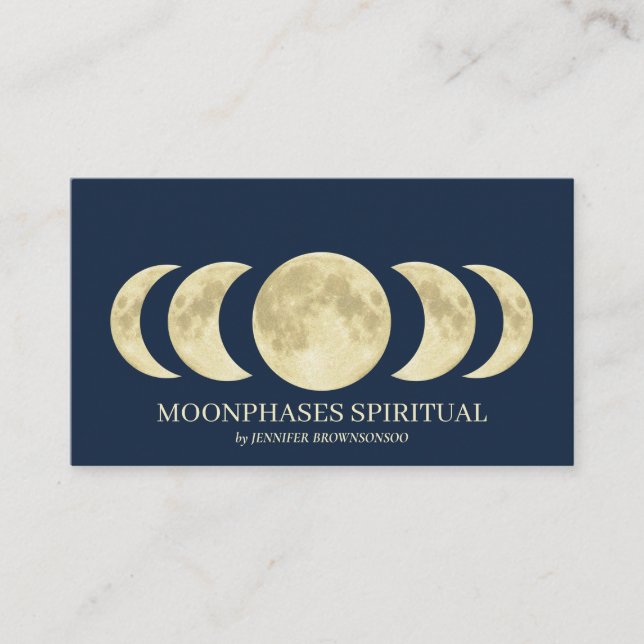 Cartão De Visita Ouro Naval Espiritual Lua Lunar (Frente)