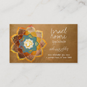 Cartão De Visita Ouro Om Flower Mandala Design Dourado