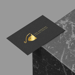Cartão De Visita Ouro Peixe Logotipo Inspetor de pesca Monograma