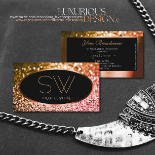 Cartão De Visita Ouro Preto de Luxo e Monograma Dourado de Lâminas