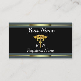 Cartão De Visita Ouro profissional e preto da enfermeira diplomada
