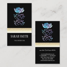 Cartão De Visita Ouro profissional elegante moderno, flor de lótus