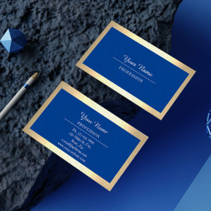 Cartão De Visita Ouro profissional moderno simplesmente azul