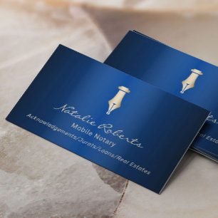 Cartão De Visita Ouro público notário móvel Assinando Caneta Marinh