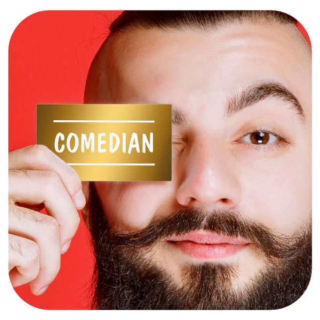 Cartão De Visita Ouro QR Comediante Stand Up (Comedian Golden Business Cards)