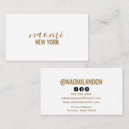 Cartão De Visita Ouro quico elegante preto minimalista quadrado mod