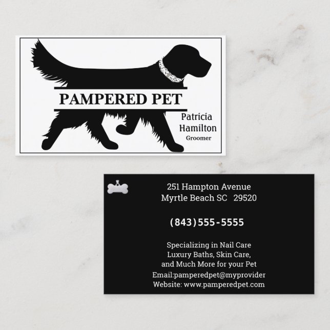 Cartão De Visita Ouro Retriever Pet Groomer/ Vet (Frente/Verso)