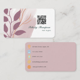 Cartão De Visita Ouro Rosa e Rosa Beije Abstrato Código QR