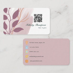 Cartão De Visita Ouro Rosa e Rosa Beije Abstrato Código QR
