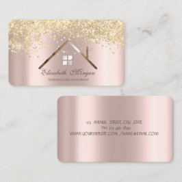 Cartão De Visita Ouro Rosa Profissional Sequins Imóveis 