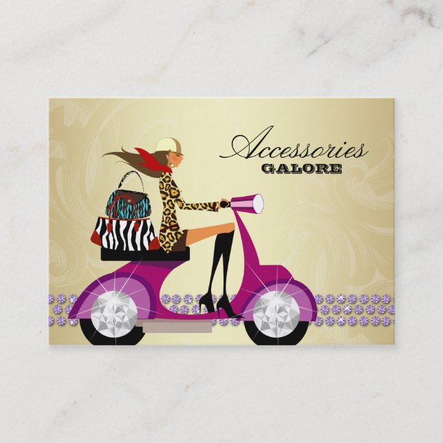 Cartão De Visita Ouro roxo 2 da jóia das bolsas dos acessórios de (Frente)