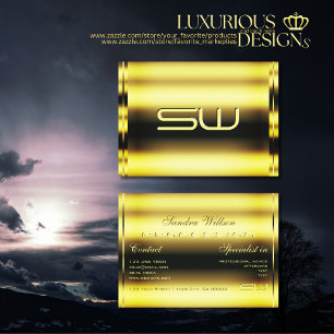 Cartão De Visita Ouro Shimmery com captura de olhos e Monograma 3D