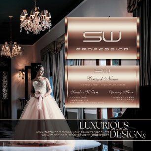 Cartão De Visita Ouro Shimmery Luxurista Faux 3D Iniciais