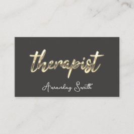 Cartão De Visita Ouro Terapista Script Código QR Cinza Logotipo Cin